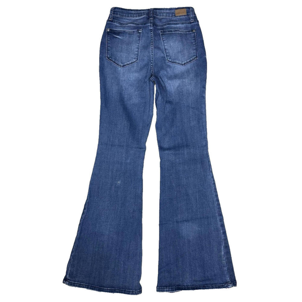 Judy Blue High Rise Flare Fit Jeans Womens 27 Medium Wash Y2K 90s Blue Denim - Picture 4 of 8